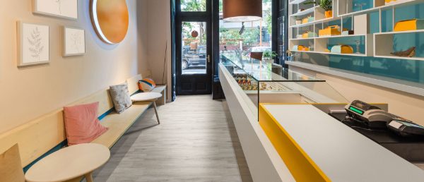 Aruca White Quartz in Store Counter