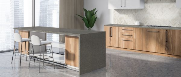 Babylon Gray Quartz Countertop in Kitchen Island