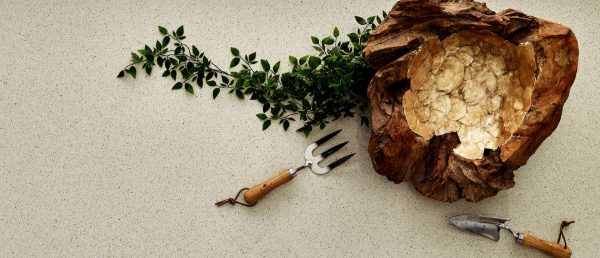 Bayshore Sand Quartz Countertop in Decorative Vignette