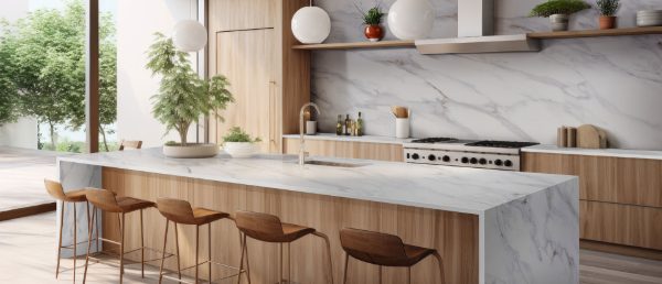 Calacatta Castana Q Surface in Kitchen Island