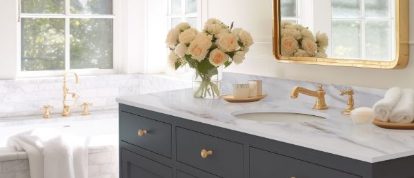 Calacatta Castana Q Surface Bathroom Countertop