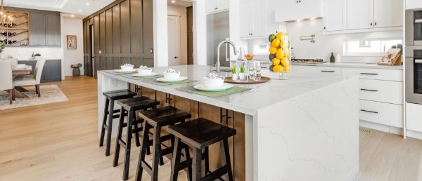 Calacatta Duolina Quartz in Kitchen Countertop