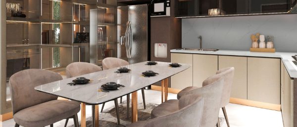 Calacatta Duolina Quartz Table in Office