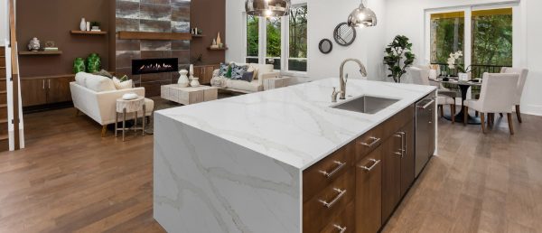 Calacatta Goa Quartz Countertop in Open Kitchen