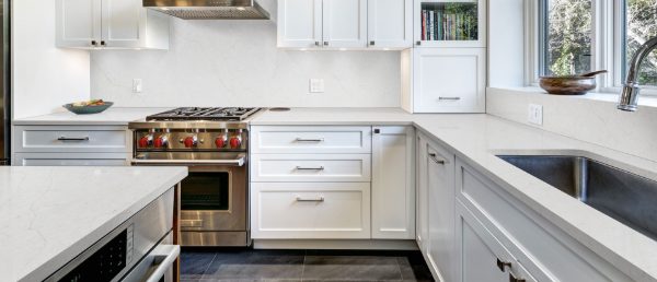 Calacatta Karmelo Quartz Countertop in Kitchen