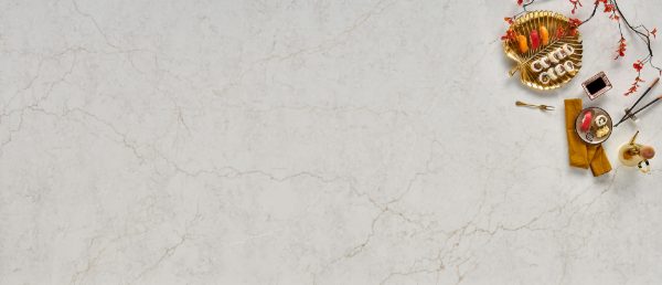 Calacatta Miraggio Cove Quartz Countertop in Decorative Vignette