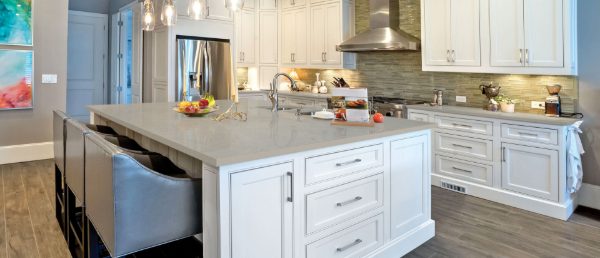 Fossil Gray Quartz Countertop in Kitchen