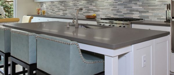 Iced Gray Quartz Countertop in Kitchen