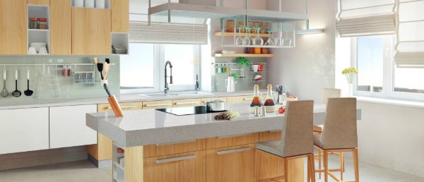 Meridian Gray Quartz Countertop in Kitchen
