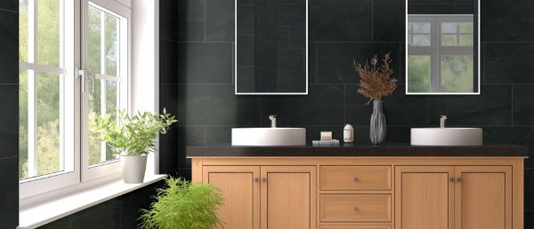Midnight Majesty Quartz Countertop in Bathroom Vanity
