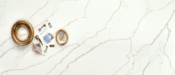 New Calacatta Laza Gold Quartz Countertop Sample