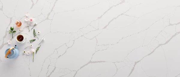 New Calacatta Laza Quartz Countertop in Decorative Vignette