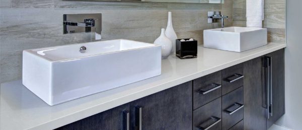 Smoked Pearl Quartz Countertop in Bathroom