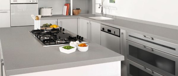 Soapstone Mist Concrete Quartz Countertop in Kitchen