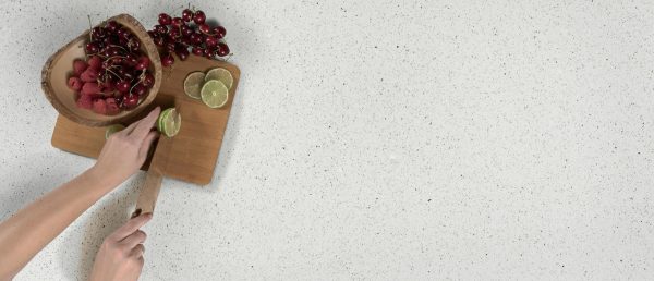 Sparkling White Quartz Countertop in a Culinary Vignette
